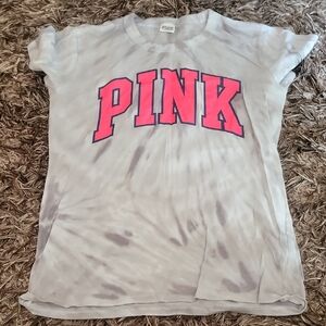PINK Victoria's Secret Gray and Pink Short Sleeve Tee